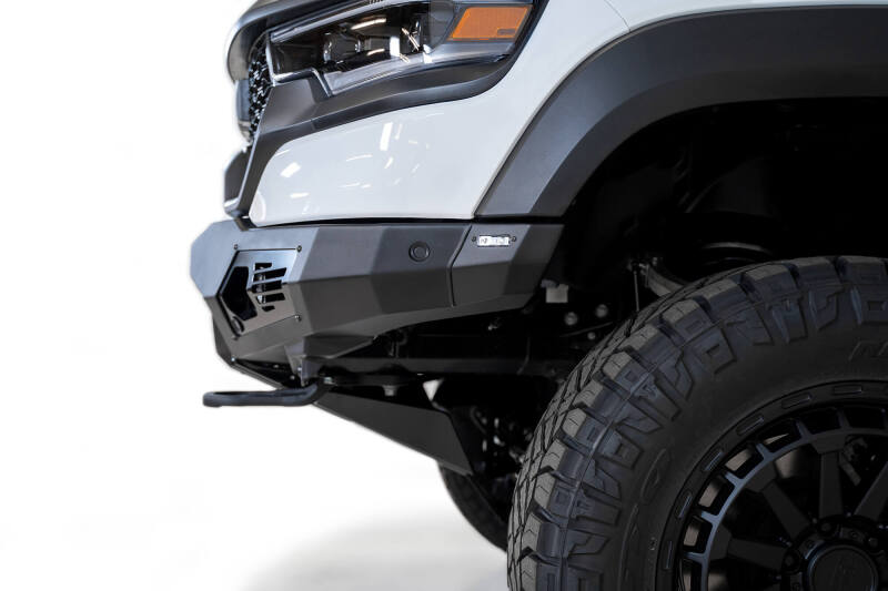RAM 1500 TRX Bumper - Front - Addictive Desert Designs - Bomber with Dual 20-inch LED Bar Mounts - Hammer Black with Satin Black panels - `21-`27